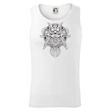 Steampunk sova čiernobiela