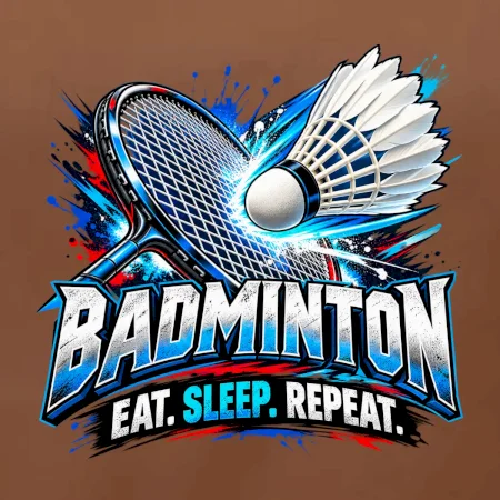 Bedmintonová raketa s košíčkom eat sleep repeat