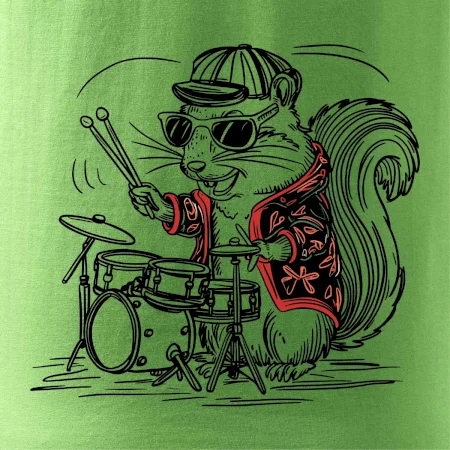 Squirrel playing drums