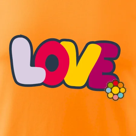 Love nápis s kvetinou