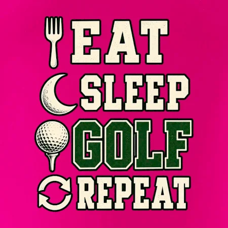 Eat sleep golf repeat typografie