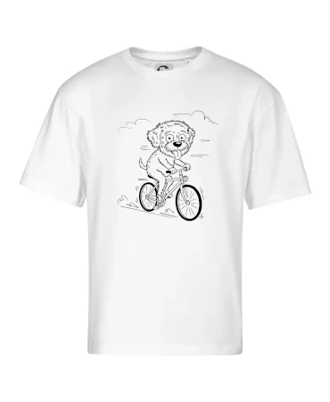 Lagotto romagnolo karikatúra na bicykli čierna