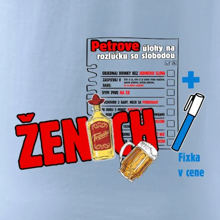 Tričko na rozlúčku s úlohami na chrbte + nápis ženích