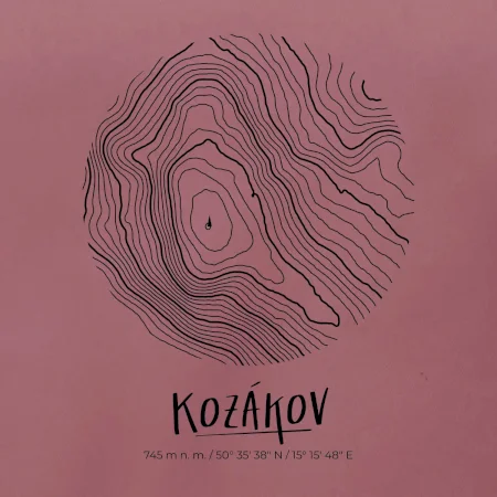 Kozákov - vrstevnice v kruhu