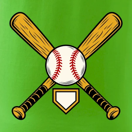 Zkřížené baseballové pálky a míček