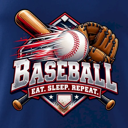 Baseballová pálka s rukavicou eat sleep repeat