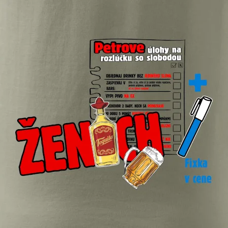 Tričko na rozlúčku s úlohami na chrbte + nápis ženích