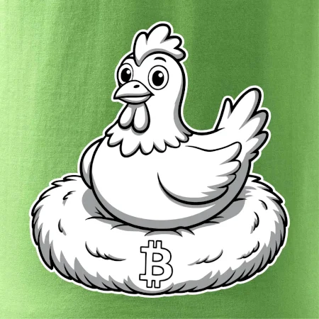 Kurča sediace na bitcoinovom hniezde