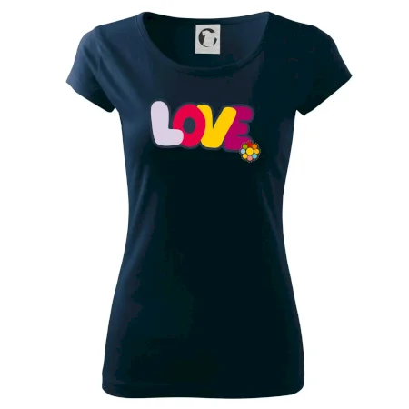 Love nápis s kvetinou