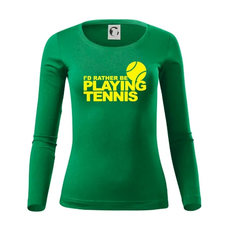 Playing tennis