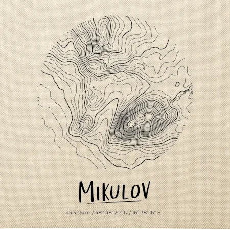 Mikulov - vrstevnice v kruhu