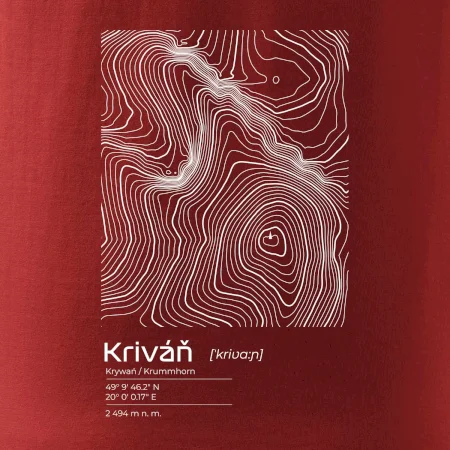 Kriváň - vrstevnice v obdĺžniku