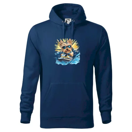 Yorkšírsky teriér na vodnom skútri