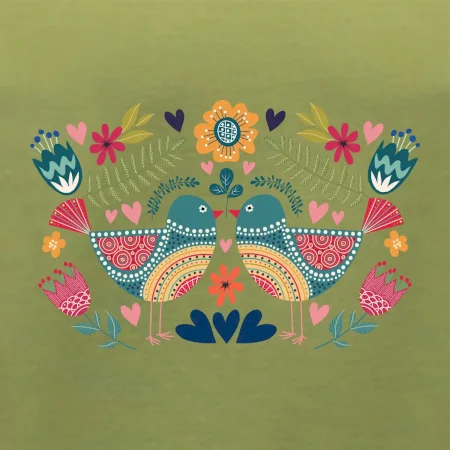 Folklór - dva farebné vtáčiky