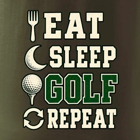 Eat sleep golf repeat typografie