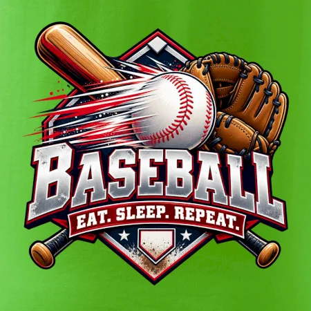 Baseballová pálka s rukavicou eat sleep repeat