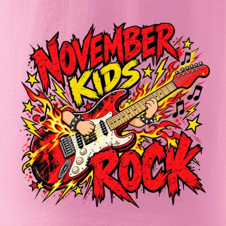 Rocková novembrová gitara s detskými rukami