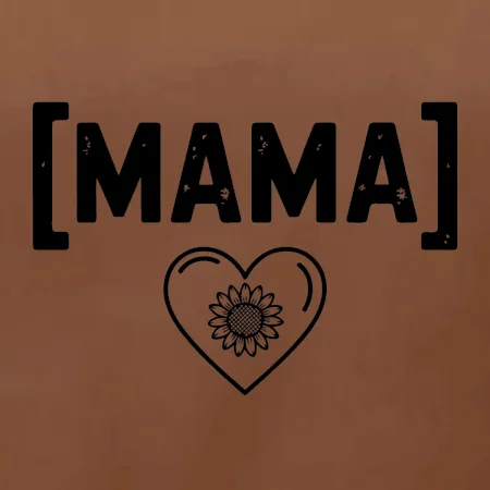 Mama nápis a srdce a slnečnice