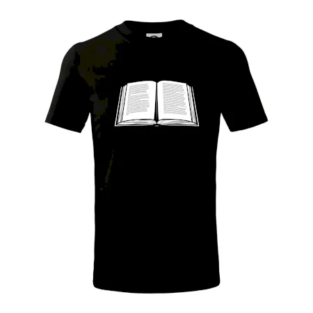 Kniha čiernobiela otvorená s textom