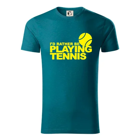 Playing tennis