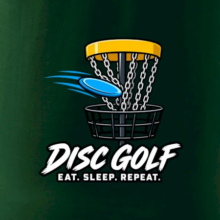 Discgolfový kôš s letiacim diskom eat sleep repeat