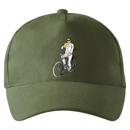 Gentleman na bicykli s pivom