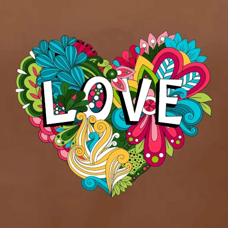 Love nápis květovaný