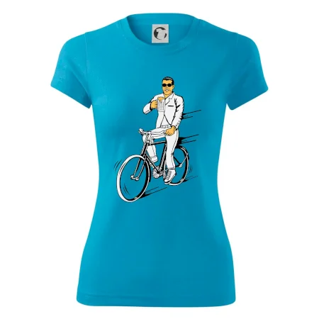 Gentleman na bicykli s pivom