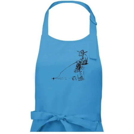 Kreslený rybár na pni