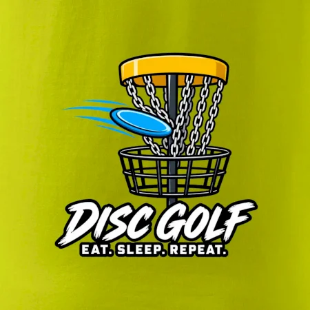 Discgolfový kôš s letiacim diskom eat sleep repeat