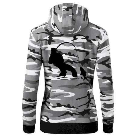 Rybár ťahajúce rybu