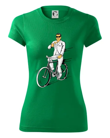 Gentleman na bicykli s pivom