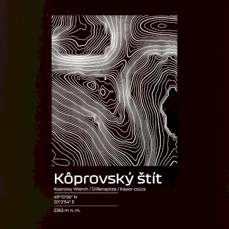 Kôprovský štít - vrstevnice v obdĺžniku