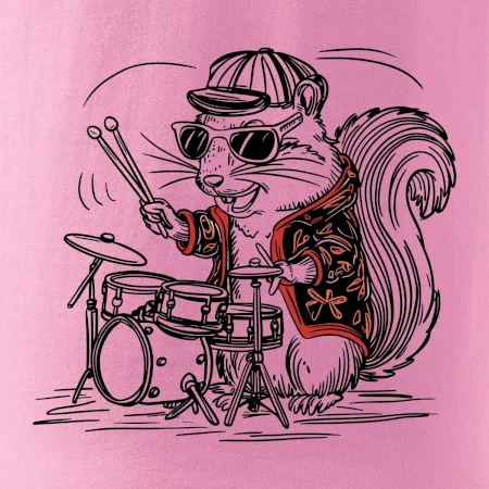 Squirrel playing drums