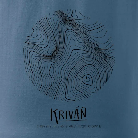 Kriváň - vrstevnice v kruhu