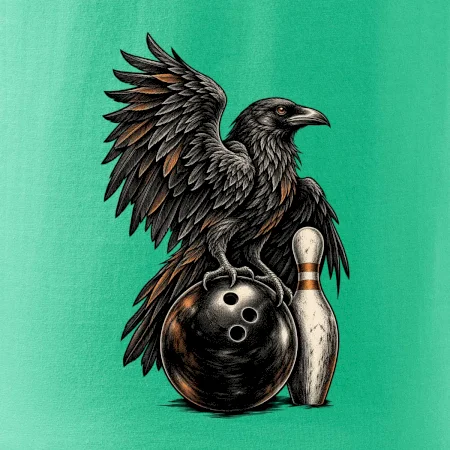 Bowling havran s koulí a kuželkou