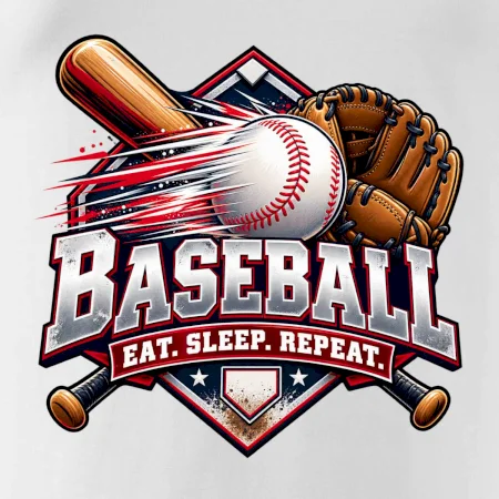 Baseballová pálka s rukavicou eat sleep repeat