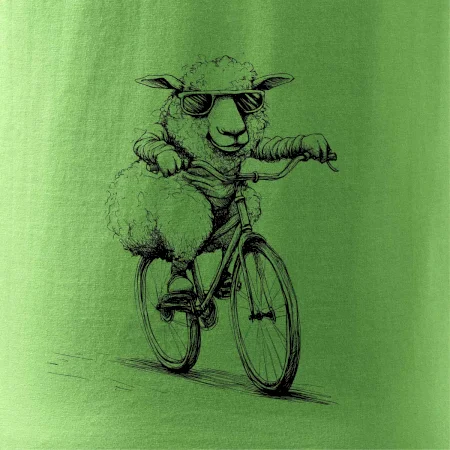 Ovce s okuliarmi na bicykli