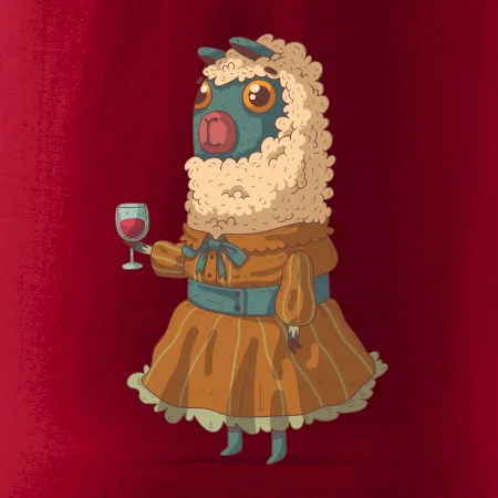 Alpaka s vínom žena