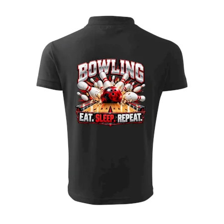 Bowlingová guľa a kolky eat sleep repeat