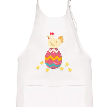 Sliepka sediaca na veľkonočnom vajci