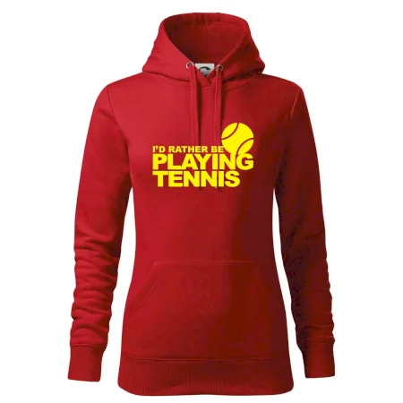 Playing tennis