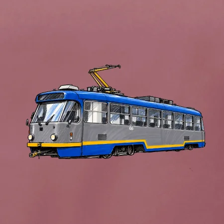 T3R SLF modrošedá kresba fixem