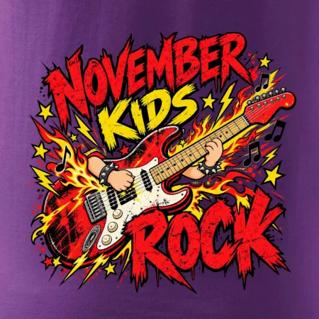 Rocková novembrová gitara s detskými rukami