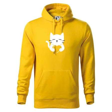Mačka drží srdce
