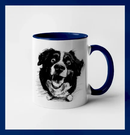 Čiernobiela karikatúra Bernský salašnícky pes