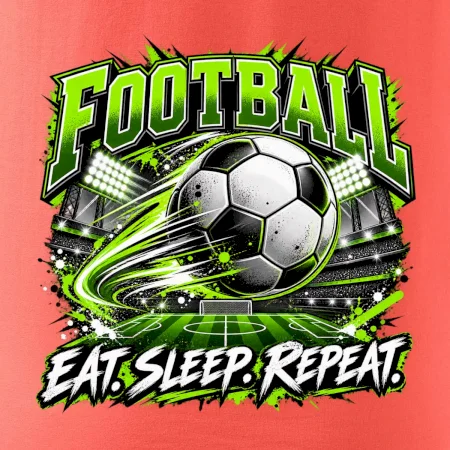 Futbalová lopta a štadión eat sleep repeat