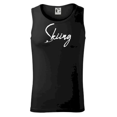 Skiing nápis lyžiar