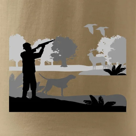 Lovec a stavač v lese