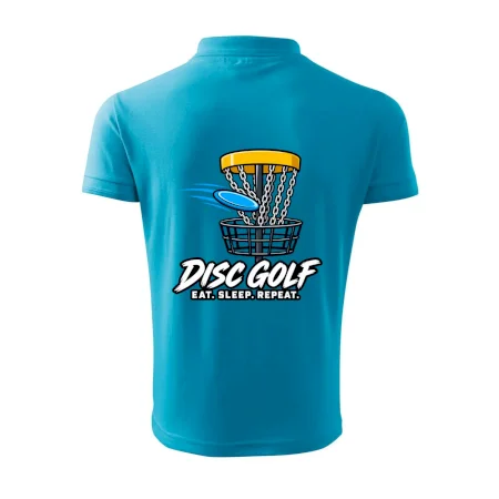 Discgolfový kôš s letiacim diskom eat sleep repeat